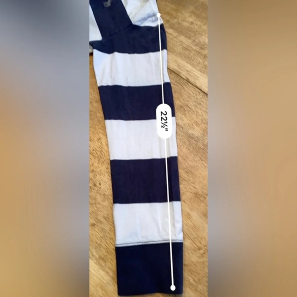 Abercrombie Boy’s Medium Navy/White Wide‎ Stripe 100% Cotton Rugby Pullover
